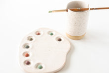 Load image into Gallery viewer, miss painterly modern palette + brush cup set: handmade ceramic painting palette
