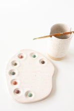 Load image into Gallery viewer, miss painterly modern palette + brush cup set: handmade ceramic painting palette
