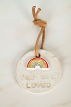 Load image into Gallery viewer, miss autumn *handmade ceramic you are loved rainbow ornament*
