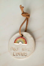 Load image into Gallery viewer, miss autumn *handmade ceramic you are loved rainbow ornament*
