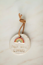 Load image into Gallery viewer, miss autumn *handmade ceramic you are loved rainbow ornament*
